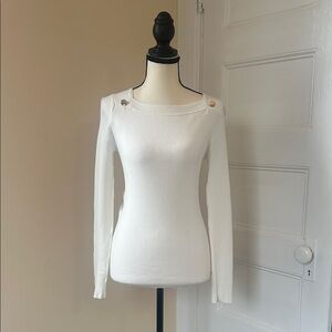 White House Black Market Ivory Ribbed Sweater